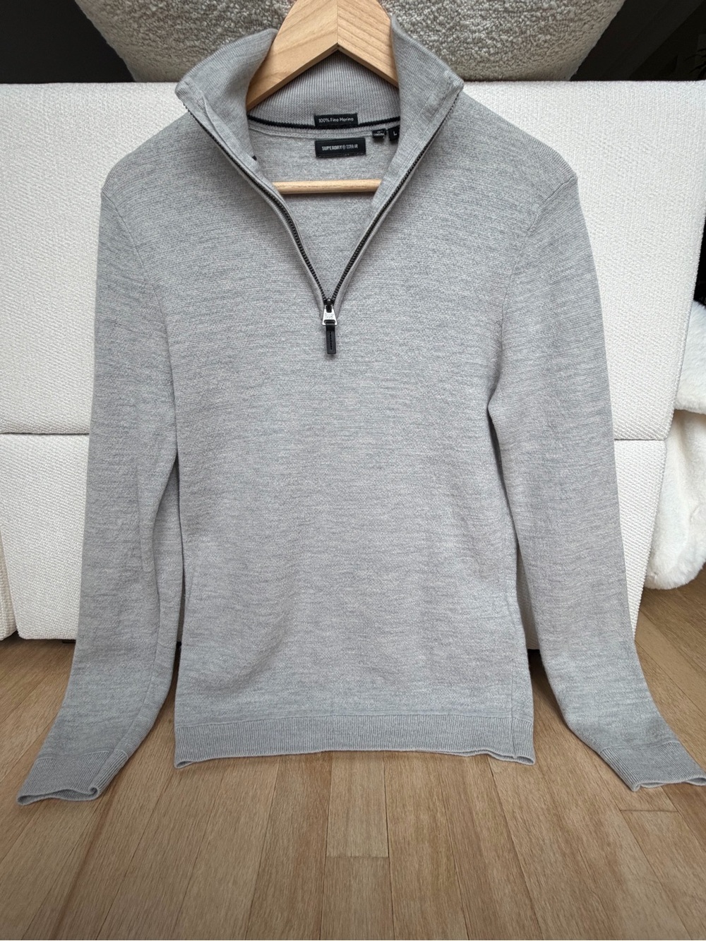 Superdry Men’s Light Gray Half-Zip Sweater